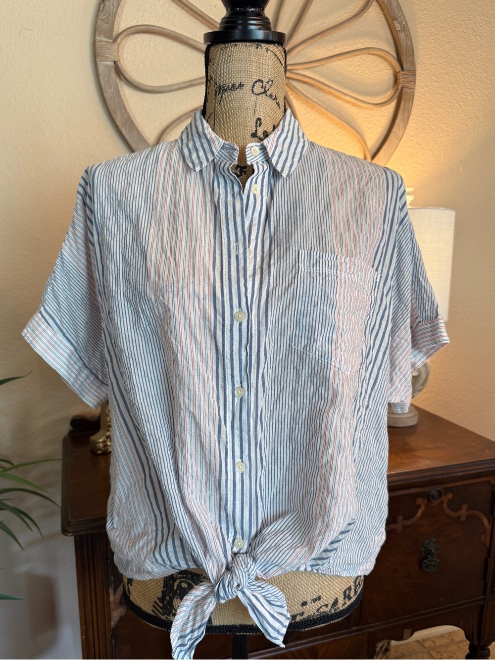 Madewell White Tie-Front Button Down Shirt